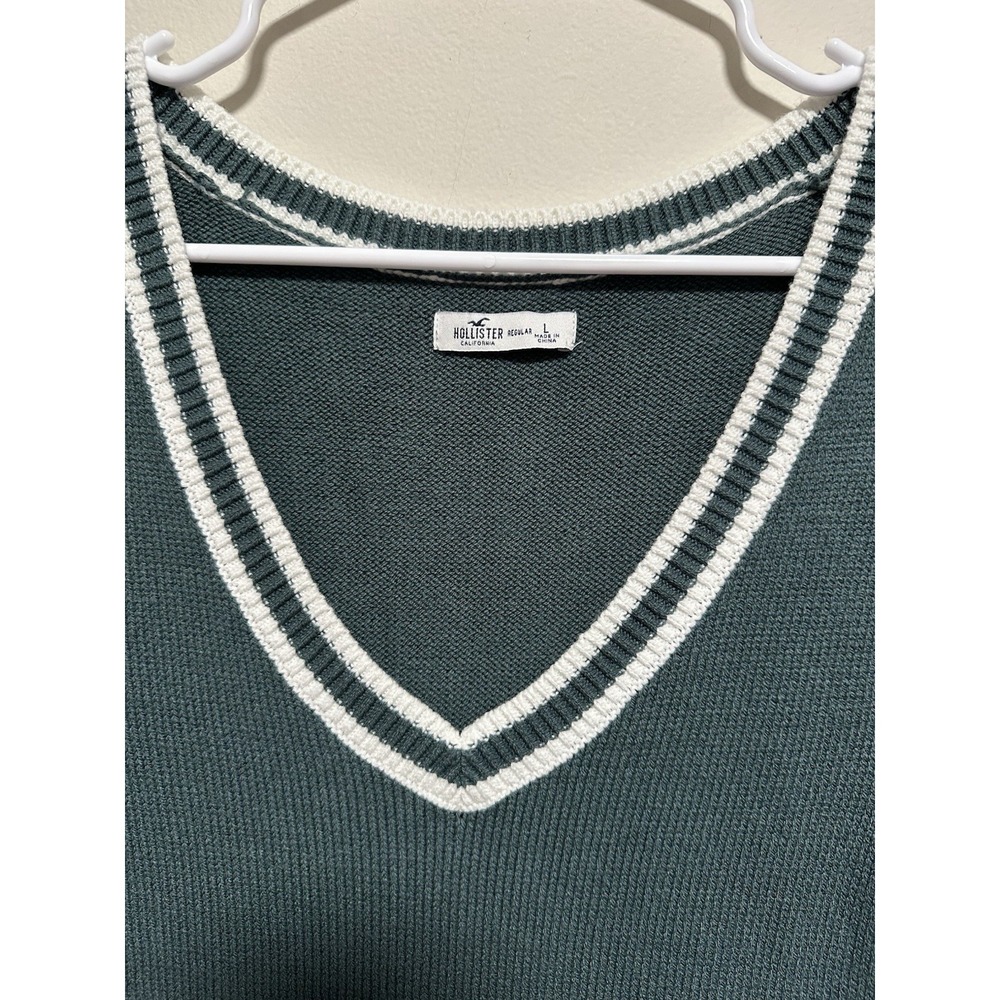 Hollister Women's Dress Cotton Blend Sz Large Green And White - Picture 3 of 4